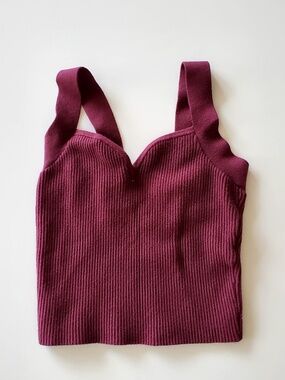 Abercrombie Plum Ribbed Crop Top | Sweetheart Neck | Size S